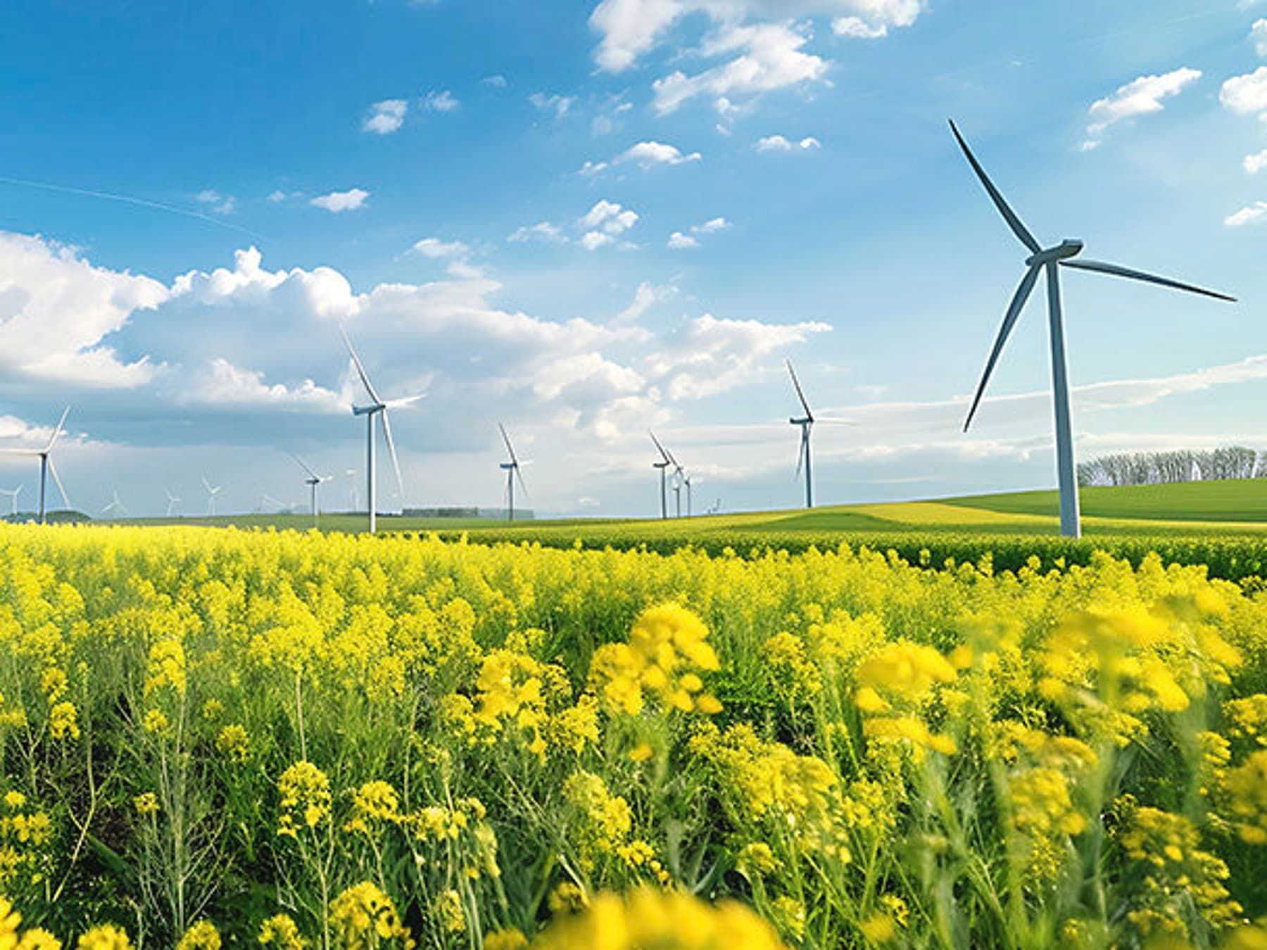 Vėjo turbina lauke kaip pirminės energijos tiekėja